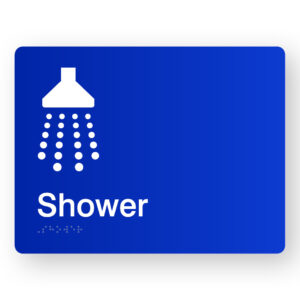 Shower Braille Sign in Blue Acrylic - Image 1