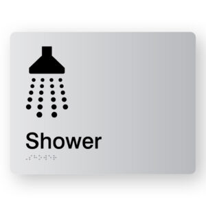 Shower Braille Sign in Silver Acrylic