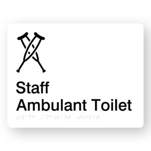 Staff Ambulant Toilet Braille Sign in White Acrylic - Image 1