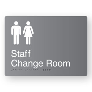 Staff Change Room Braille Sign in Grey Aluminium - Image 1