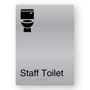 Staff Toilet Braille Sign in Portrait Stainless Steel - Image 1