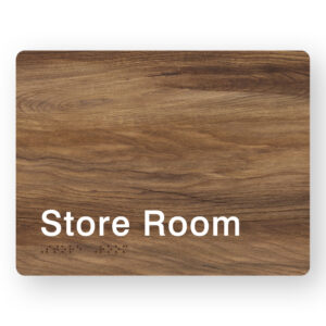 Store Room Braille Sign in Mid-Tone Woodgrain in Acrylic - Image 1