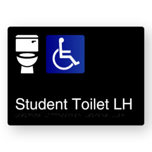 Student Accessible Toilet LH Braille Sign in Black Aluminium