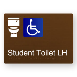 Student Accessible Toilet LH Braille Sign in a Bronze Finish