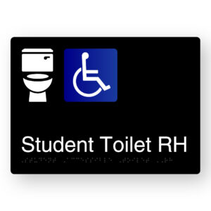 Student Accessible Toilet RH Braille Sign in Black Aluminium