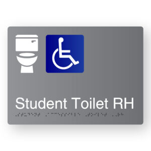 Student Accessible Toilet RH Braille Sign in Grey Aluminium