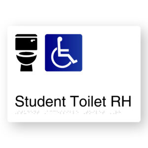 Student Accessible Toilet RH Braille Sign in White Aluminium