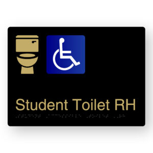 Student Accessible Toilet RH Braille Sign in a Black & Satin Brass Finish