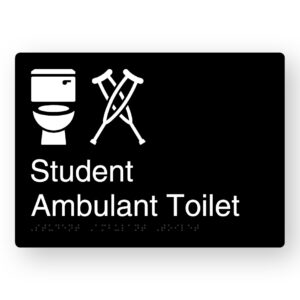 Student Ambulant Toilet Braille Sign in Black Aluminium