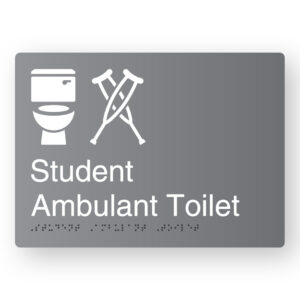 Student Ambulant Toilet Braille Sign in Grey Aluminium