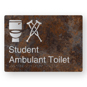 Student Ambulant Toilet Braille Sign in a Distressed Metal Finish
