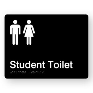 Student Toilet Braille Sign in Black Acrylic