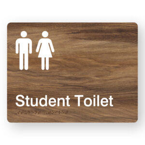 Student Toilet Braille Sign in Mid-Tone Woodgrain in Acrylic