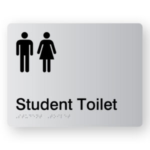 Student Toilet Braille Sign in Silver Acrylic