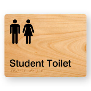 Student Toilet Braille sign in Woodgrain Acrylic