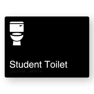 Student Toilet Braille Sign in Black Aluminium