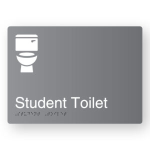 Student Toilet Braille Sign in Grey Aluminium