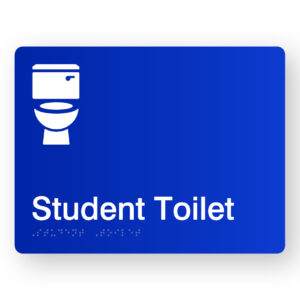 Student Toilet Braille Sign in Blue Acrylic