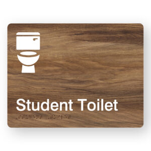 Student Toilet Braille Sign in Mid-Tone Woodgrain in Acrylic