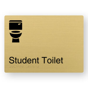 Student Toilet Braille Sign in a Satin Brass Finish