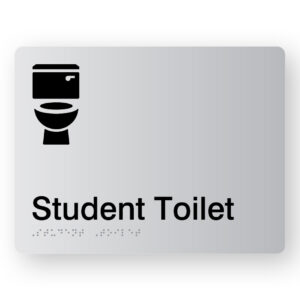 Student Toilet Braille Sign in Silver Acrylic