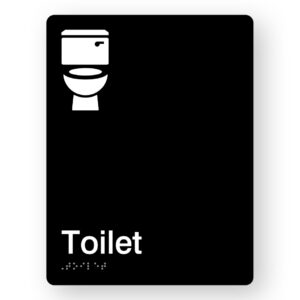 Toilet Braille Sign in Portrait Black Acrylic
