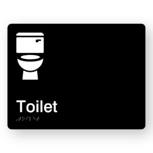 Toilet Braille Sign in Black Acrylic