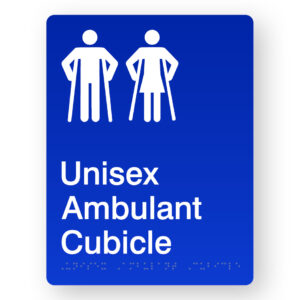 Unisex Ambulant Cubicle Braille Sign in Portrait Blue Acrylic