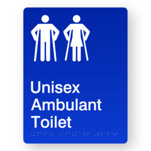 Unisex Ambulant Toilet Braille Sign in Portrait Blue Acrylic