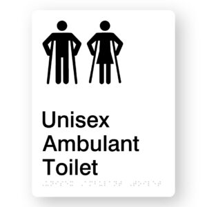 Unisex Ambulant Toilet Braille Sign in White Portrait Acrylic