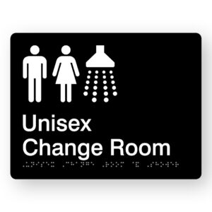 Unisex Change Room & Shower Braille Sign in Black Acrylic - Image 1