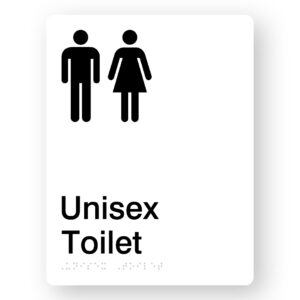 Unisex Toilet Braille Sign in White Portrait Acrylic