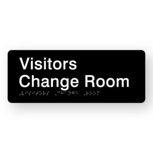 Visitors Change Room Braille Sign in Black Acrylic - Image 1