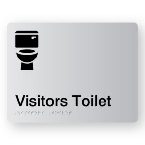 Visitors Toilet Braille Sign in Silver Acrylic - Image 1