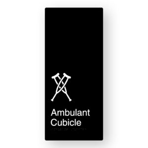 Ambulant Cubicle Braille Sign in XL Black Aluminium