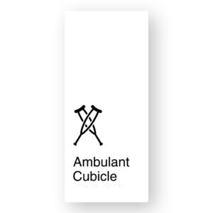 Ambulant Cubicle Braille Sign in XL White Aluminium