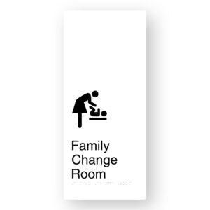 Family Change Room Braille Sign in XL White Aluminium