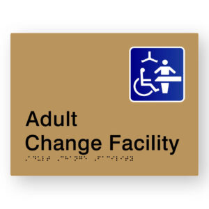 Adult Change Facility Braille Sign in Gold Tactile Printed Acrylic