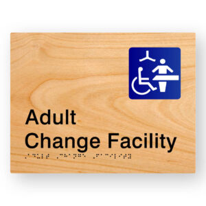 Adult Change Facility Braille Sign in Woodgrain Tactile Printed Acrylic
