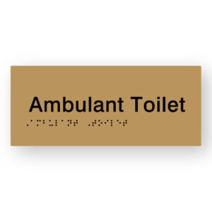 Ambulant Toilet Braille Sign in Gold Tactile Printed Acrylic