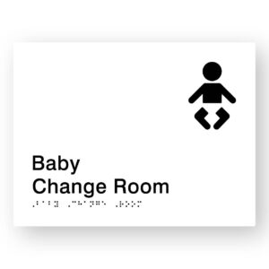 Baby Change Room Braille Sign in White Tactile Printed Acrylic