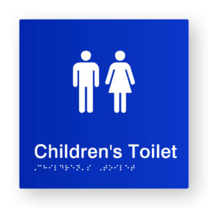 Children's Toilet Braille Sign in Blue Tactile Printed Acrylic - Image 1