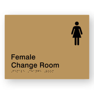 Female Change Room Braille Sign in Gold Tactile Printed Acrylic - Image 1