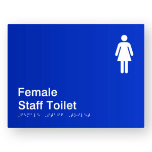 Female Staff Toilet Braille Sign in Blue Tactile Printed Acrylic