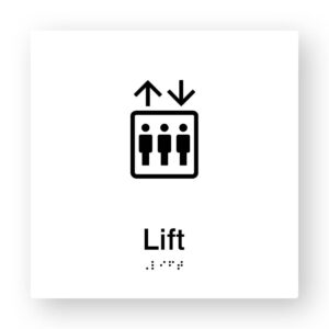 Lift Braille Sign in White Tactile Printed Acrylic - Image 1