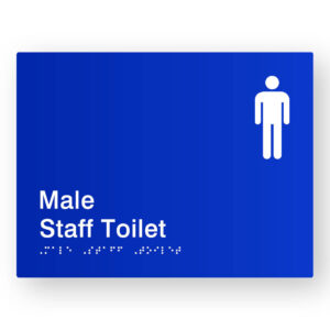 Male Staff Toilet Braille Sign in Blue Tactile Printed Acrylic