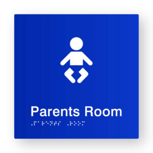 Parents Room Braille Sign in Blue Tactile Printed Acrylic