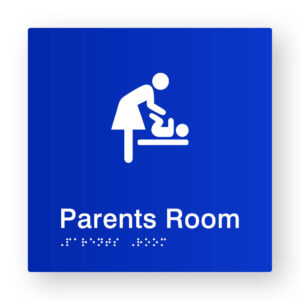 Parents Room Braille Sign in Blue Tactile Printed Acrylic