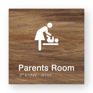 Parents Room Braille Sign in Mid-Tone Woodgrain Tactile Printed Acrylic