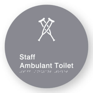 Staff Ambulant Toilet Braille Sign on a Tactile Printed Grey Acrylic Disk